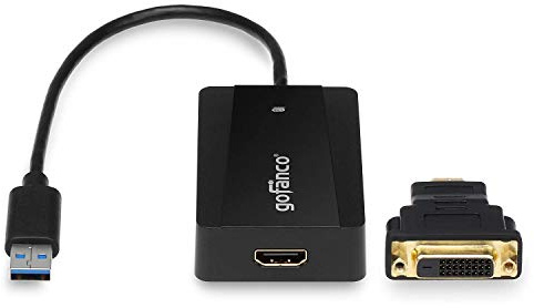 gofanco USB 3.0 to HDMI Video Graphics Adapter for Multiple Monitors - Up to 2560x1440 for Windows and macOS, DisplayLink Chip, Includes HDMI-to-DVI Adapter, USB 3.0 Video Adapter (USB3HDMI)