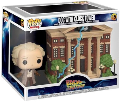 Funko Pop! Town: BTTF - Dr. Emmett Brown - Doc mit Clock Tower - Back to The Future - Vinyl-Sammelfigur - Geschenkidee - Offizielle Handelswaren - Spielzeug Für Kinder und Erwachsene