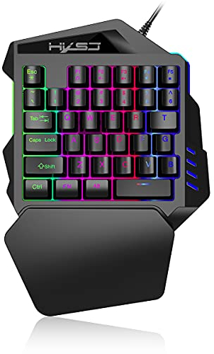TOWEAR Teclado mecánico para juegos de 35 teclas, con retroiluminación LED, reposamuñecas, teclado USB para juegos LOL/PUBG, Mac/Window/PC
