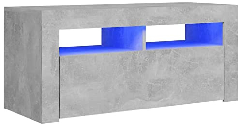 vidaXL Meuble TV avec Lumières LED, Armoire de Télévision, Meuble Télé de Salon, Armoire Basse Salle de Séjour Intérieur, Moderne, Gris Béton