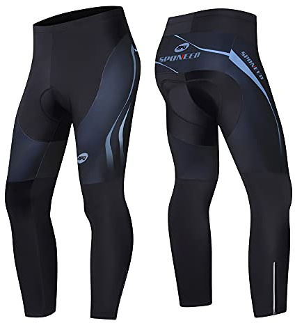sponeed Men’s Cycle Pants for Men Biking Tights Padded Cycling Bottoms Boating Winter XXXL Gray Multi