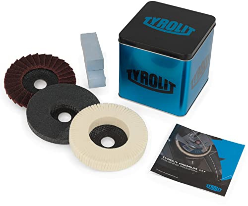 Tyrolit Polierset für Winkelschleifer 125 mm x 105 x 22,23mm I verschiedene Polierscheiben mit 125mm Durchmesser I kein Zuschmieren, keine Belegung & optimale Wärmeverteilung I perfekter Spiegelglanz