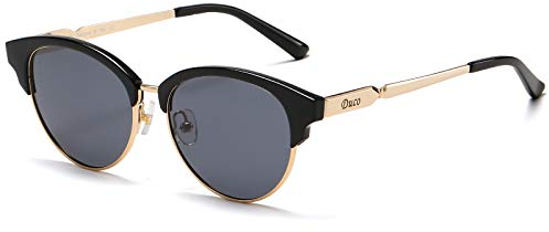 DUCO Damen Sonnenbrille Polarisiert Sonnenbrillen mit UV400 Schutz modisch Designer Sonnenbrille Großer Metall Rahmen DC1221