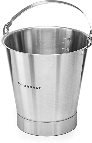 Forgast Secchiello in Acciaio Inox, 10 Litri, Secchio ad Anello, Secchiello da Cucina, Secchiello per il Latte, per Mangimi, Raffreddatore per Champagne, Scala Pratica all'interno