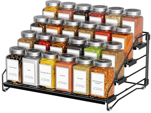ZDDLOINP 4-Tier Spice Rack for Countertop, Kitchen Spice Rack, Depth Adjustable Spice Racks Organiser for Counter, Cupboard, Pantry (1 Pack NOT INCLUDE SPICE JARS)