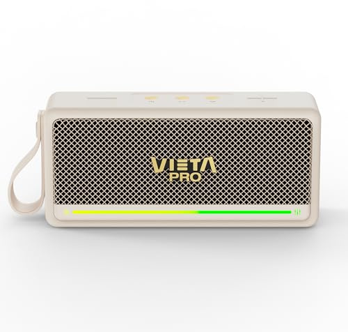Vieta Pro Altavoz Portátil Bluetooth 5.3 Vintage con 10H de Batería, TWS, IPX7, USB y True Wireless. Altavoces Blancos Inalámbrico Retro | Orpheo