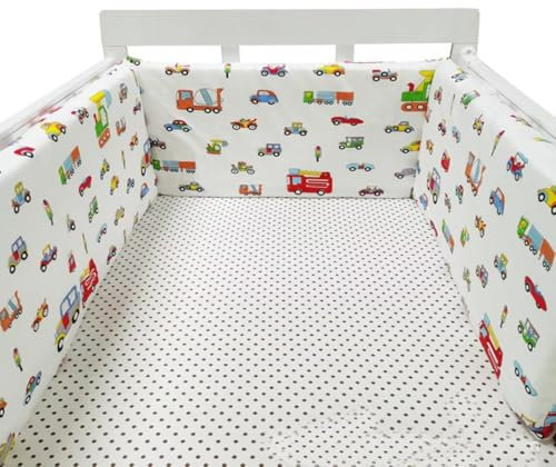 GYCS Gitterbett Umrandung Gepolstert Bettumrandung Kinderbett Kantenschutz Kopfschutz Babybett Umrandungen Atmungsaktiver Kollisionsschutz Weich Atmungsaktiv Waschbarweich,B06,200 * 30
