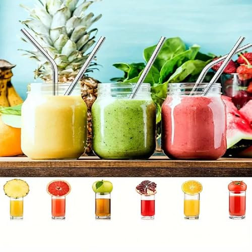Paquet de 8 pailles portables réutilisables en acier inoxydable, cuillère à café, fourchette à fruits, pailles de cuillère à passoire amovibles, brosse de nettoyage pour smoothies, milkshakes, cocktai