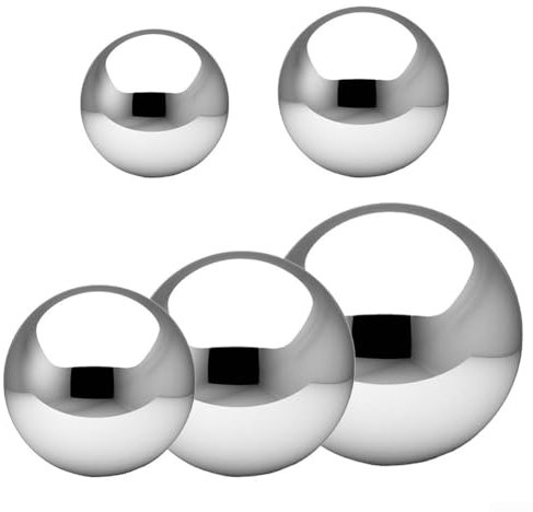 Lot de 5 boules décoratives en acier inoxydable pour jardin, terrasse et paysage Finition réfléchissante élégante pour l'extérieur
