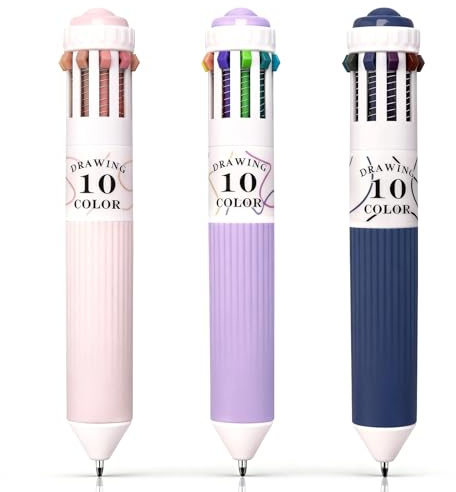 Nurila 3 Pack 0.8mm Mehrfarbiger Kugelschreiber,Kugelschreiber Hochwertig 10 in 1 Besondere Stifte Für Kinder Einziehbar, Mehrfarbig, 30 Farben Multicolor Pen Für Schüler, Büro, Kinder, Geschenk