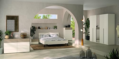 Composad | Camera da Letto Completa della Linea Favorita, Set di 6 Mobili con 1 Letto Matrimoniale, 1 Armadio 5 Ante, 2 Cassettiere e 2 comodini, Grigio Cashmere Topmatt, Made In Italy