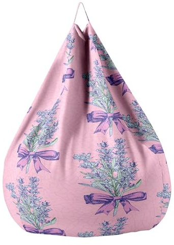 Hiseng Funda de puf, Sillón de Pera sin Relleno,Sofa Puff Gaming Salon Funda Moderno Sin Relleno para Niños y Adultos, Bean Bag con Asa para Salón, Dormitorio y Sala de Juegos (Lavanda 6,90x110cm)
