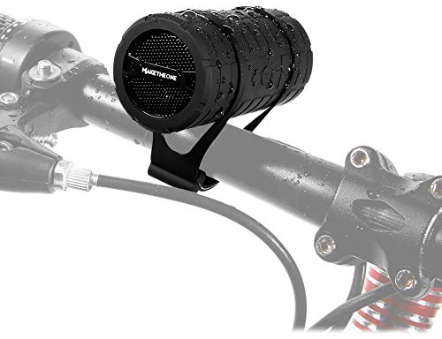 Maketheone Fahrrad Lautsprecher, Tragbarer Bluetooth Lautsprecher Spritzwassergeschützt und Wasserdichtes, Unterstützt Micro SD/TF Karte, mit Befestigungskit fürs Fahrrad und Outdoor