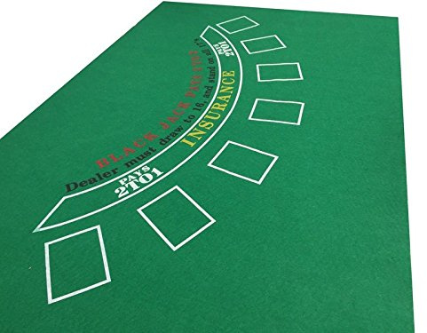 SSTN BJ 2 Tapis de jeu en feutre vert pour le blackjack + Cartes à jouer