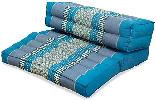 livasia Meditationskissen faltbar klappbar - 72x50x12cm - Zafukissen Zabuton für Yoga und Meditation, Meditationssitz mit Kapok, Sitzkissen Schneidersitz zum Klappen, handgefertigt (Hellblau)