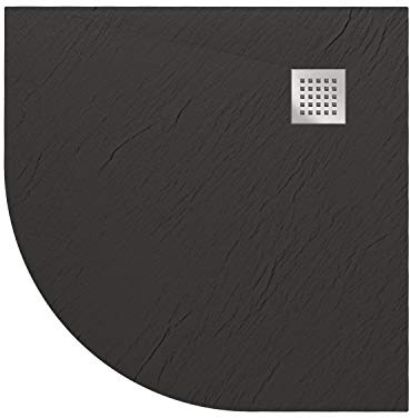 Piatto Doccia 90x90x2,6 CM Semicircolare Antracite Effetto Pietra mod. Blend