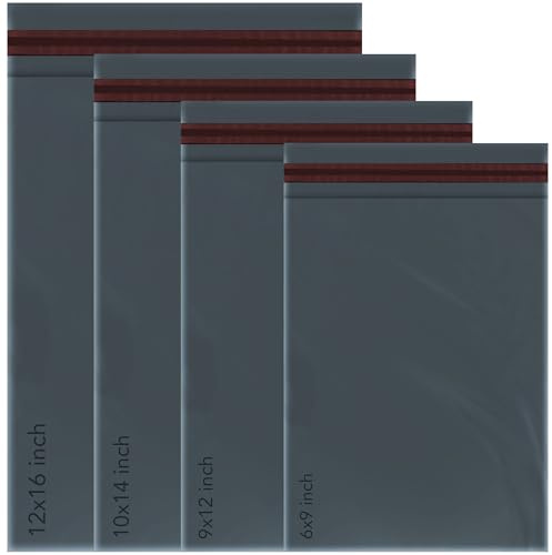 iSOUL Lot de 100 sacs postaux en polyéthylène avec fermeture autocollante 4 tailles 25 de chaque petit à grand format (gris)