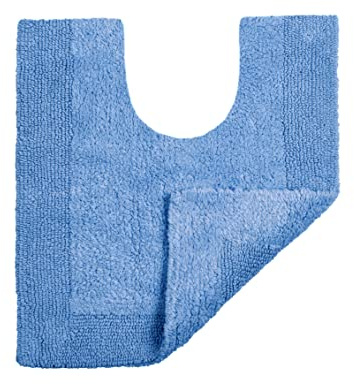 Allure Heavyweight Reversible Pedestal Toilet Mat, 100% Cotton, Super Soft, Washable, Large Size 55cm x 55cm (Cornish Blue)