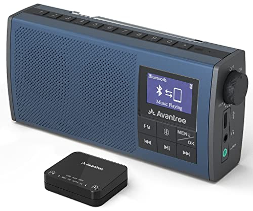 Avantree Funklautsprecher für tv kabellos mit Bluetooth FM Radio Tragbare 2 in 1, klaren Dialogen & Lautstärke Boost, Hörgerät für Senioren, 6W HD Sound, Plug & Play, aptX Low Latency – Audikast 4860