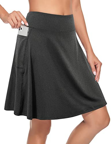 KORALHY Women's Golf Skorts, Tennis Skirts with Pockets for Women High Waisted Workout Sports Athletic Skorts Breathable Skin-Friendly Light Weight Quick Dry Gray XX-Large