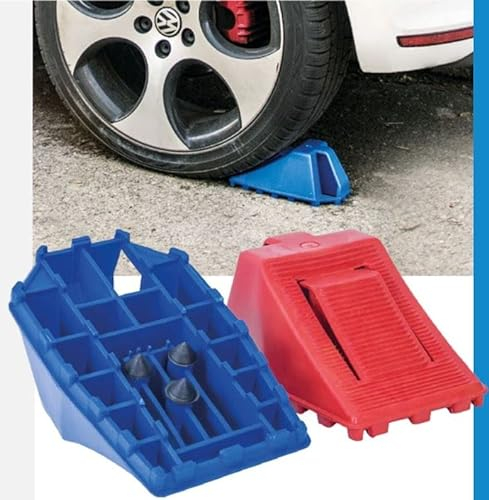 OuM Cuña de rueda hasta 3,5 t, con freno de seguridad, color azul