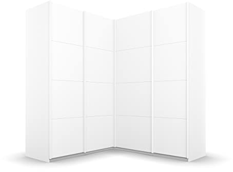 Rauch Möbel Quadra Schrank Eckschrank Schwebetürenschrank, Weiß, 4-TRG., inkl. 2 Kleiderstangen, 12 Einlegeböden, BxHxT 181x210x187 cm