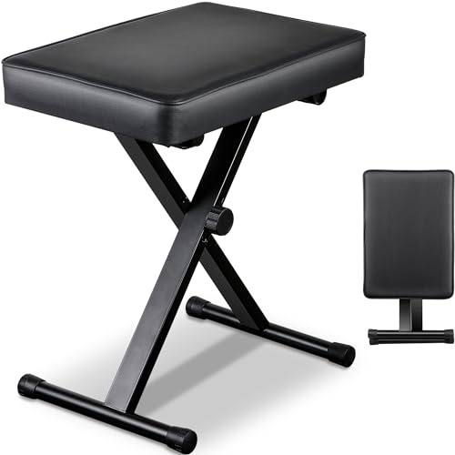 Smartxchoices Adjustable Piano Bench Padded Keyboard X-Style Bench Piano Stool Guitar Chair Piano Stand, Black