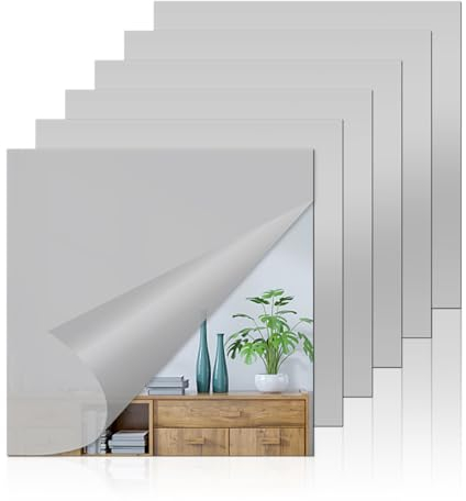 CINGHIA Espejo autoadhesivo de 20 x 20 cm – 6 unidades sin marco de acrílico para pegar para baño y salón
