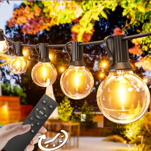 Svater Catena Luminosa Esterno con Telecomando 30M, G40 Dimmbar Luci Esterno Catena con 52 Plastica Lampadine, Impermeabile IP45 Luci da Esterno Giardino per Feste Terrazza 2700K Bianco Caldo