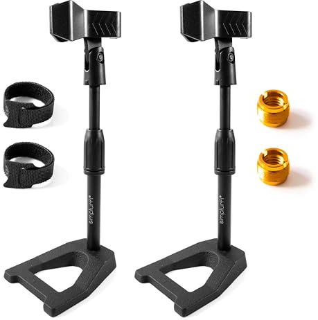 Simplurfi Tisch-Mikrofonständer mit Mikrofon-Clip, verstellbarer Tisch-Mikrofonständer, 1,6 cm auf 0,95 cm Metalladapter, schwere Basis, für Blue Yeti Snowball Spark Fifine K669 AT2020 Shure SM58