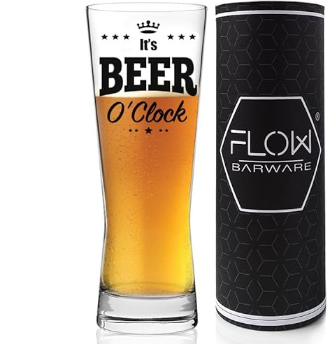 Flow Barware Juego de vasos de cerveza para hombres, vaso de cerveza gigante y tubo de regalo, regalos de cerveza y cerveza artesanal para hombres, regalos novedosos para el día del padre, bebidas de