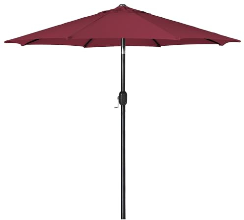sogesfurniture Sonnenschirm Ø 264 cm, neigbarer Gartenschirm Terrassenschirm Marktschirm Strandschirm Kurbelschirm mit UV Schutz für Balkon, Garten, Terrasse, Rot