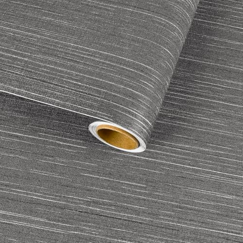 VaryFloral Papier Peint en Tissu Gris 30cmx300cm Papier Peint Adhesif Mural Imperméable Paper Papier Peint en Texture de Lin Rouleau Adhesif Decoratif Gris Clair Papier Peint Chambre Adulte Salon