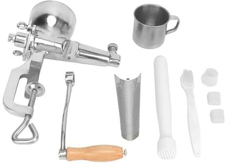 Stainless Steel Manual Wheatgrass Juicer, Hand Crank Fruit Vegetable Squeezer for Celery, Kale, Spinach, Pomegranate, Grape
