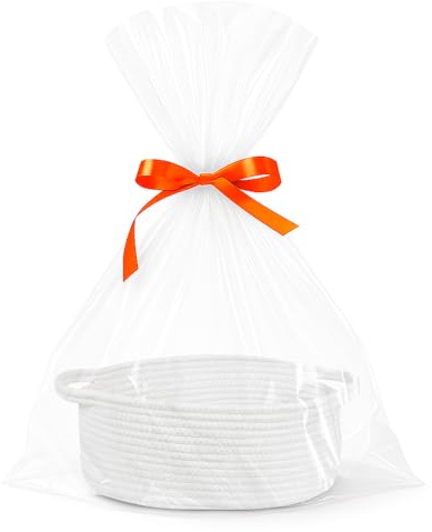 Cesta de Regalo Vacía, Cesta Trenzada con Bolsas de Regalo Y Cintas | para Regalos, Vacía para Baby Shower, Cumpleaños, Boda, Almacenamiento, Cuerda de Algodón Trenzada