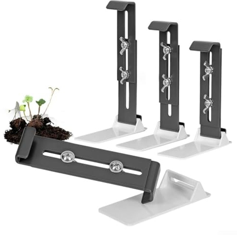Qualoramall Fensterbank Blumenkastenhalterung 4er Pack, Höhenverstellbar für 10-18cm Töpfe ohne Bohren Installation mit Adaptern für flache Fensterbänke