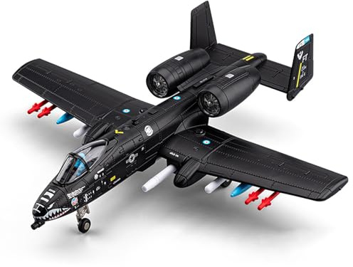 Jorzer A10 Warthog, Modelo de avión Realista y Genial con misiles, Armas y Ruedas de Combate Desmontables, Kit de Modelo A10 Warthog fácil de Montar para Juguetes Juegos para niños Adultos.-