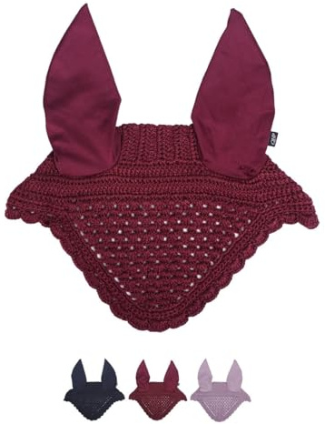 netproshop Virkad öronhuva med hög elastanhalt stl. Pony Cob Full, storlek: Full, färg: Bordeaux
