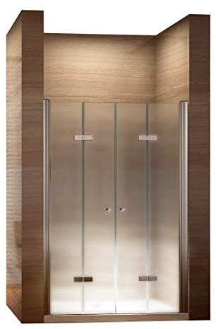 i-flair Doppelfalttür Verstellbereich von 76-80 cm Höhe: 195 cm Duschabtrennung aus 6 mm satiniertem ESG Sicherheitsglas mit Nanobeschichtung