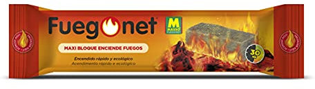 Fuegonet 231195 Maxi-Bloque Enciende Fuegos, Marrón, 19.5 x 7.2 x 4.59 cm