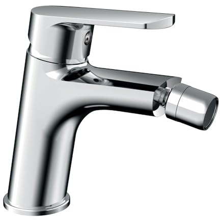 Kibath L483251 Rubinetto monocomando di Bidet SIO design stilizzato e arrotondato, realizzato in ottone e finitura cromata lucida. Include raccordi, tubi e cartuccia. Ricambi garantiti
