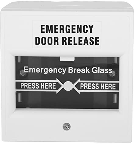 Emergency Door Button, Break Glass Fire Emergency Exit Release Button for Exit Door, Fire Alarm Conventional Manual Call Point, Security Glass Break Alarm Switch Safety Door Exit Button, White