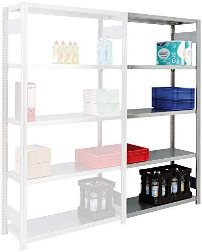 Regalwerk BERT Lagerregal Plus LR 350|6 Anbaufeld 2500 x 875 x 300 mm - mit Längenriegel - Fachlast 350 kg - 6 Fachböden