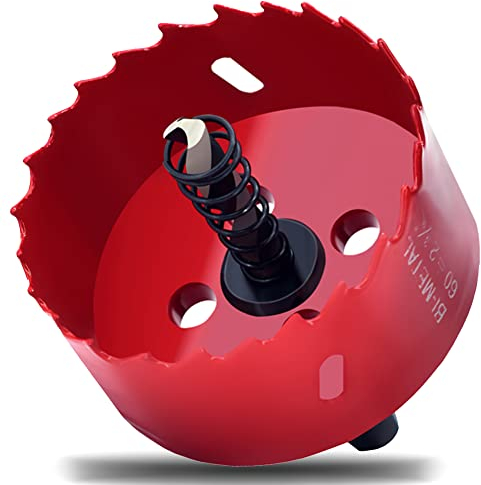 GARHWAL Bi-Metall-Lochsäge 60mm, Bohrkrone, Lochbohrer, mit Dreiecksschaft Adapter und Zentrierbohrer - Präzises und schnelles Schneiden von Holz, Kunststoff, Gipskarton, dünnen Metallplatten und mehr