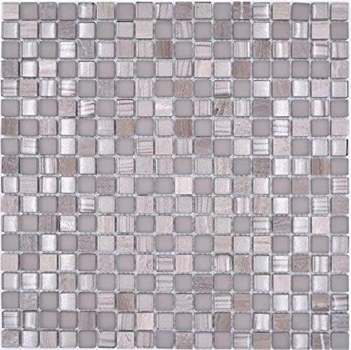 Piastrelle a mosaico in vetro, pietra naturale, colore grigio opaco