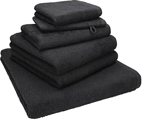 Betz Berlin Handtuch-Set 6 -teilig – 100% Baumwolle – Oeko-TEX® Zertifiziert – hohe Grammatur – Duschtücher, Handtücher, Gästetücher, Seiftuch & Waschhandschuhe Farbe Graphitgrau