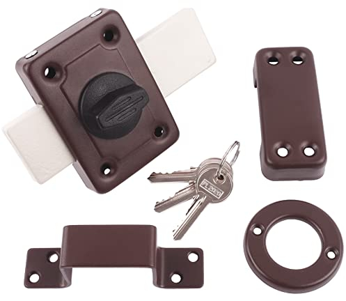 BAUSTER® Antivol à visser 140 mm - Verrou supplémentaire de porte - Serrure de porte - Serrure de garage - Marron robuste