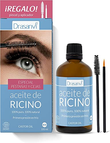 Drasanvi Aceite de Ricino Bio 100% Puro y Natural | Hidratante y Prensado en frío | Castor Oil | Para Pestañas, Cejas, Cabello, Barba, Cuerpo y Uñas| Rico en Vitamina E y Ácidos grasos| 100 ml