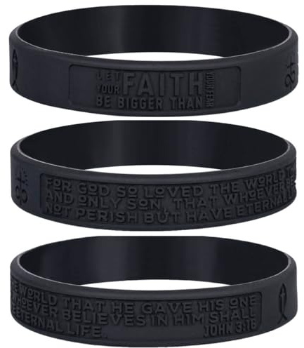 Sainstone John 3:16 Inspirational Bible Verses Silicone Bracelets - Let Faith Bigger Than Fear - Religious Motivational Wristband Gifts for Men Women (Unisex), Large