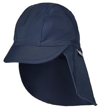 Sterntaler Schirmmütze Uni – Unisex Baby Sommermütze und Nackenschutz – UV-Schutz 50+ Mütze aus Bademodenstoff – Leicht & schnelltrocknend – Kinder Kopfbedeckung - Bademode - Farbe Marine, Größe 53